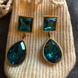 Elegant Gold and Teal Drop Earrings